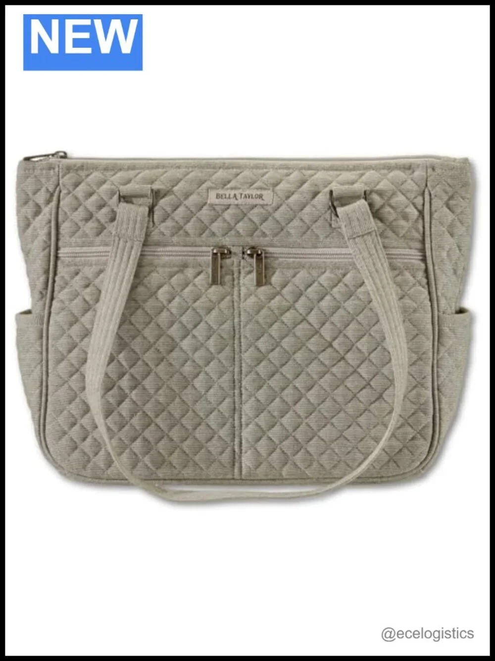 Quilted Cotton Shoulder Tote Bag with 10 Pockets Machine Washable